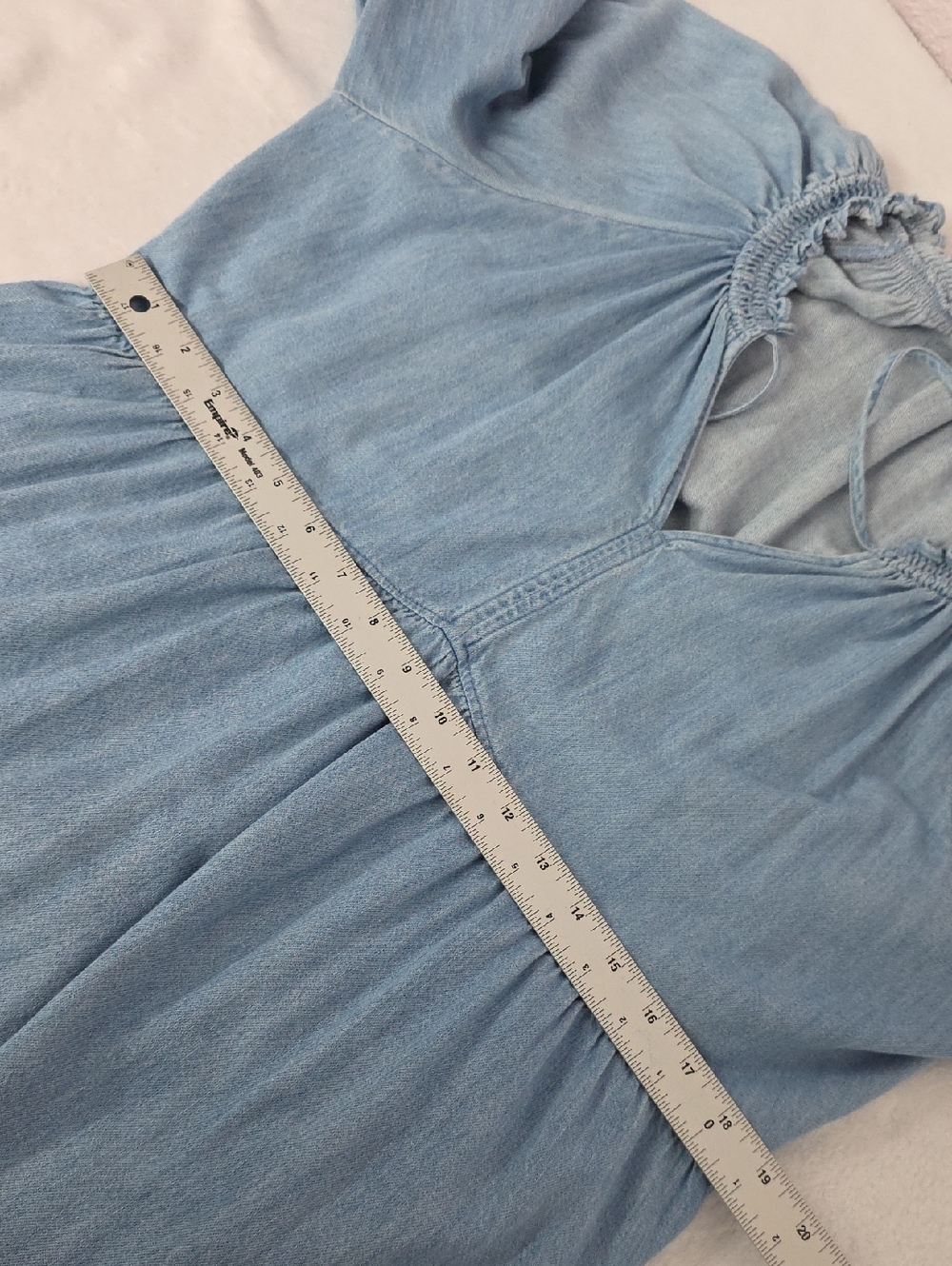 Old Navy Blue Cotton Chambray Denim Empire Mini Dress Large - Picture 5 of 9